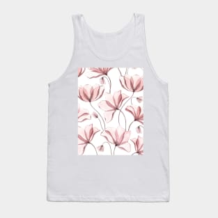 Translucent poppy watercolor ornate print. Transparent blush anemones. Spring floral romantic illustration Tank Top